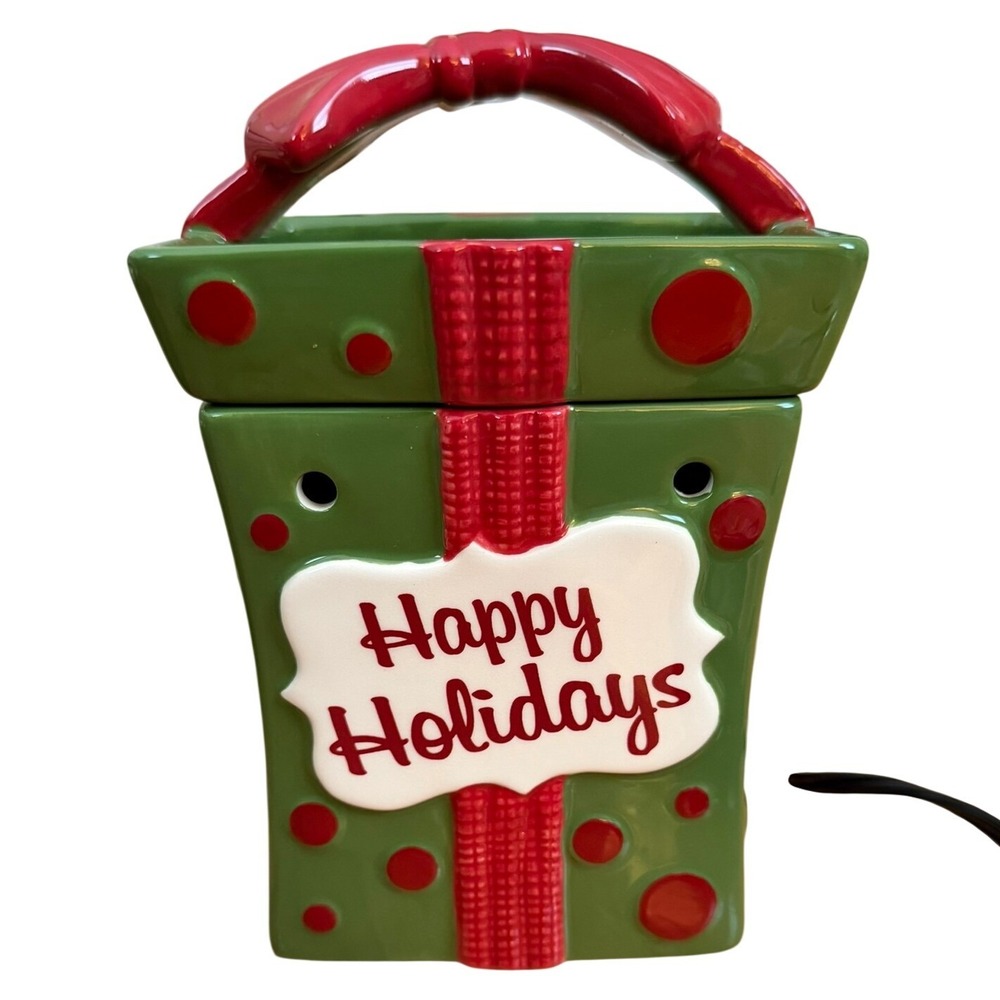Scentsy Discontinued "All Wrapped Up" Happy Holidays RARE Full Size Wax Warmer